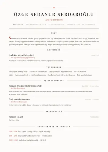 Acil Tıp Teknisyeni CV Örnekleri cv indir